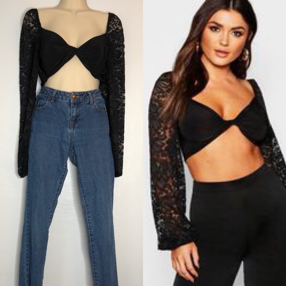 Boohoo Tops - ⭐️ 4/$25 Boohoo twisted front lace crop top 6 M